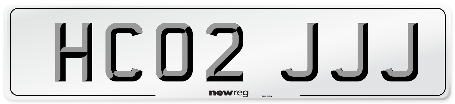 HC02 JJJ Number Plate from New Reg